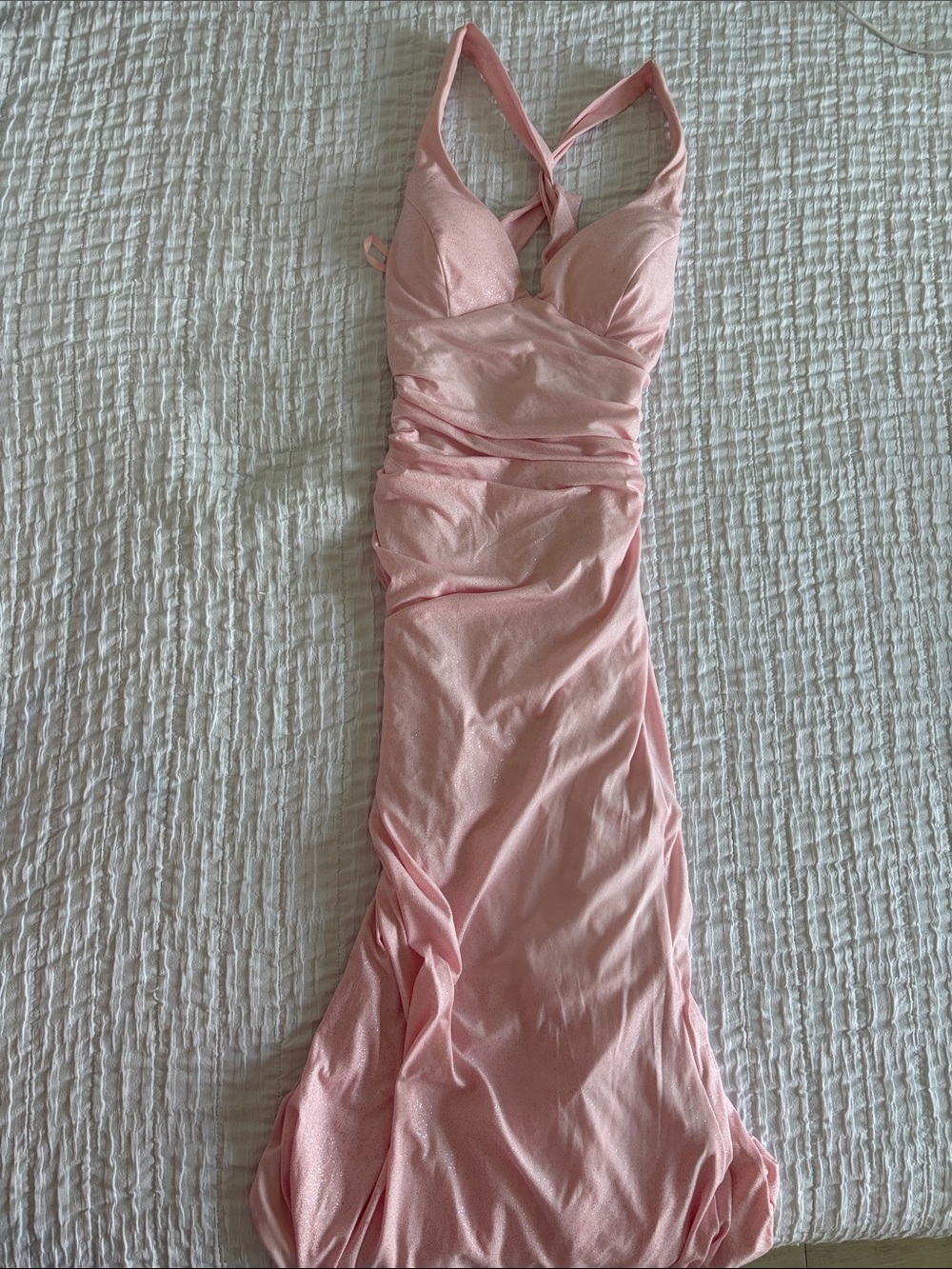 Windsor Blush Pink Ruched Halter Bodycon Dress